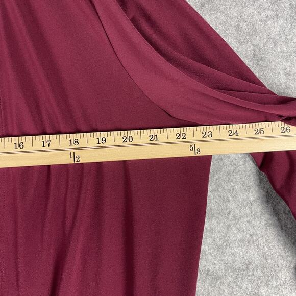 Susan Graver Liquid Knit Cardigan Womens 1X Burgundy 3/4 Sleeve Open Stretch - Picture 4 of 12